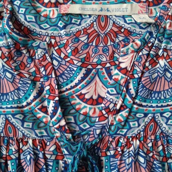 Chelsea & Violet Blue & Red Mandala Print Lightweight Shift Dress Women's Medium - Picture 11 of 15